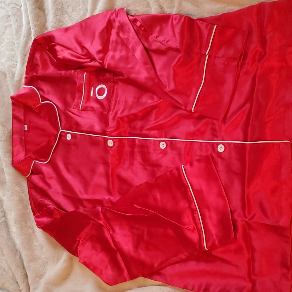 Women’s Red Piped Pajama Top - Comfortable Sleepwear - Picture 2 of 8